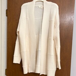 Nurture Soft Cream Patch Rib Open Cardigan
